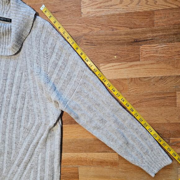 Peruvian Connection Alpaca Blend Cowl Neck Sweater Cream Beige Rib Knit Womens L - Picture 9 of 10